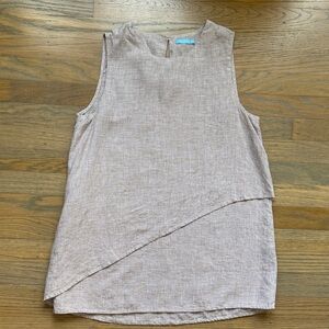 J. McLaughlin Brown White Check Layered Linen Sleeveless Tunic size XS